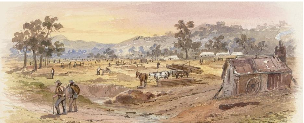 Section of a Gold Mine at the Bendigo Diggings