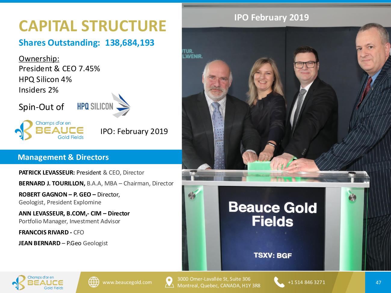 Beauce Gold Fields Corporate Presentation June 2026 — Page 47